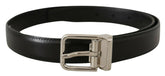 Dolce & Gabbana Black Calf Leather Logo Engraved Metal Buckle Belt -   -  Dolce & Gabbana.